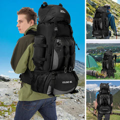 90L Waterproof Hiking Camping Rucksack Large Travel Backpack