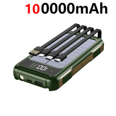 200000mAh Solar Power Bank with Fast Charging & LED Light