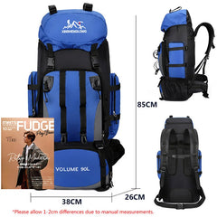 90L Waterproof Hiking Camping Rucksack Large Travel Backpack