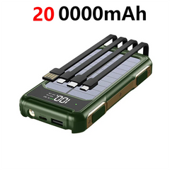 200000mAh Solar Power Bank with Fast Charging & LED Light