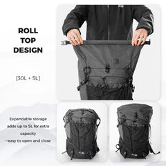 Large-capacity Hiking Backpack, Outdoor Lightweight & Waterproof Daypack, 30-35L